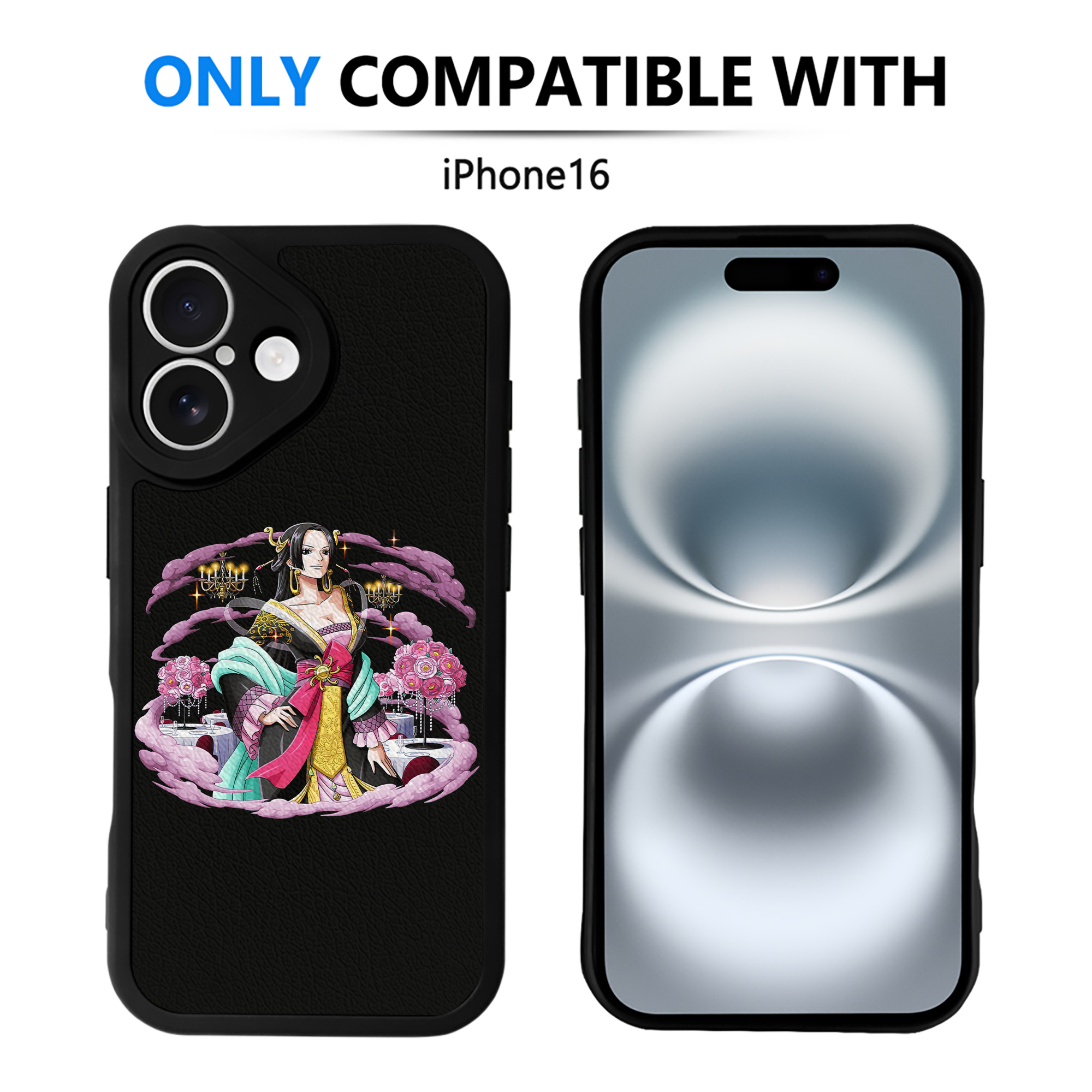 （画像用） ワンピース ボア・ハンコック ONE PIECE Boa·Hancock 【iPhone 16シリーズ対応】シリコンスマホケース（レザー調） 材質：シリコン